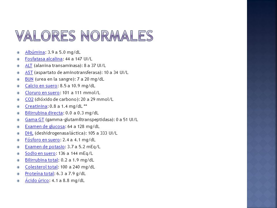 Valores normales de urea y bun